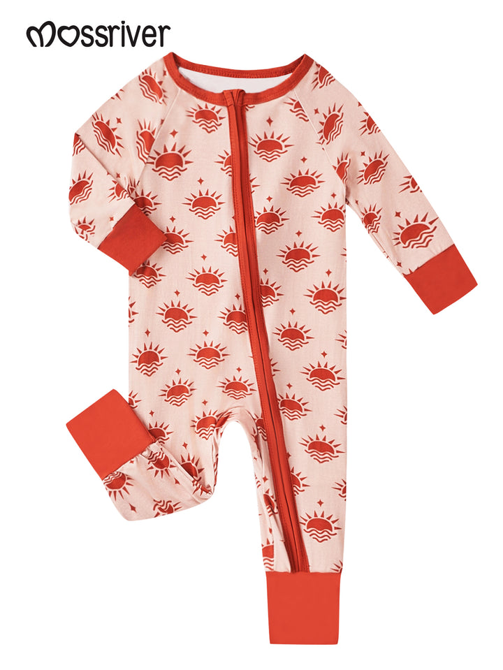 Long-Sleeve Baby One-Piece Sunrise Print Footies