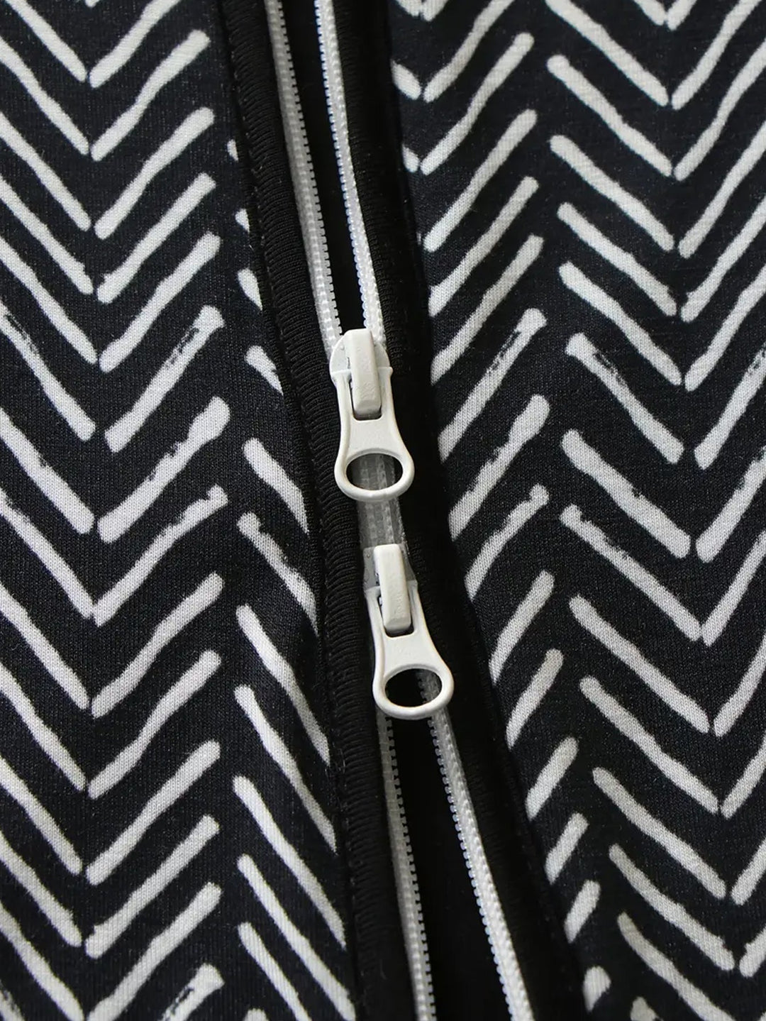 Bamboo Footies Mitten Long - Sleeve One - Piece Double Zipper Black V Shape - MOSSRIVER