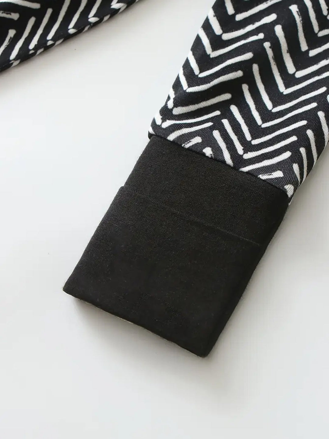 Bamboo Footies Mitten Long - Sleeve One - Piece Double Zipper Black V Shape - MOSSRIVER