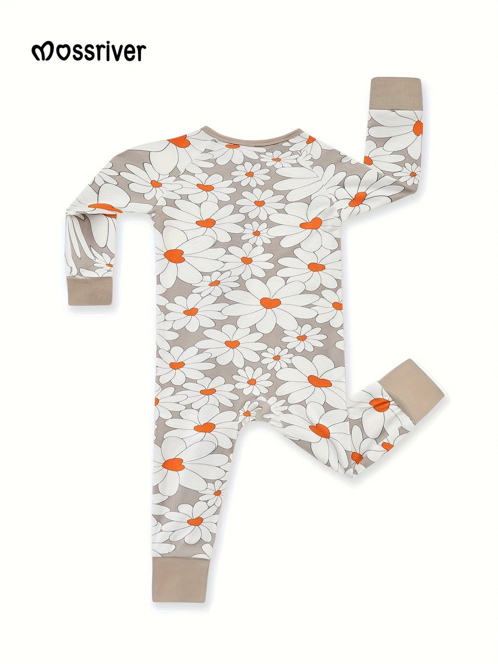 Bamboo Long - Sleeve Baby One - Piece Daisy Print - MOSSRIVER