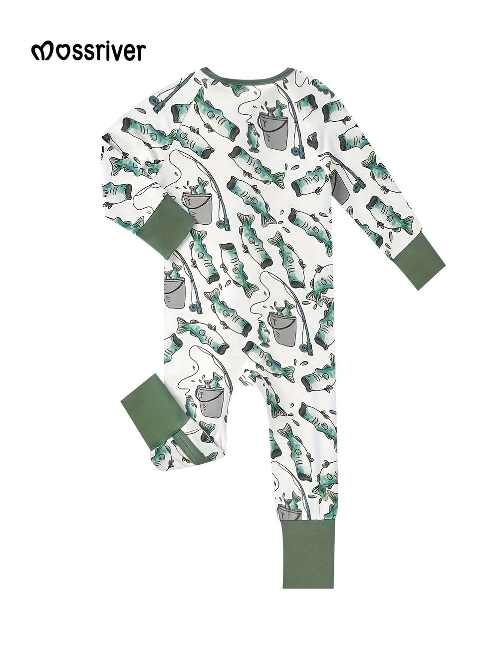 Bamboo Long - Sleeve Baby One - Piece Fisherman Print - MOSSRIVER