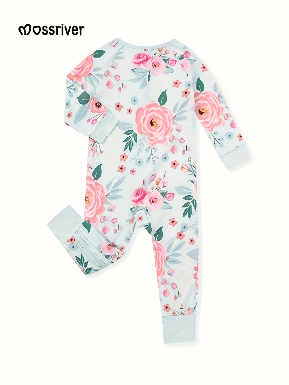 Bamboo Long - Sleeve Baby One - Piece Fresh Peonies Print - MOSSRIVER