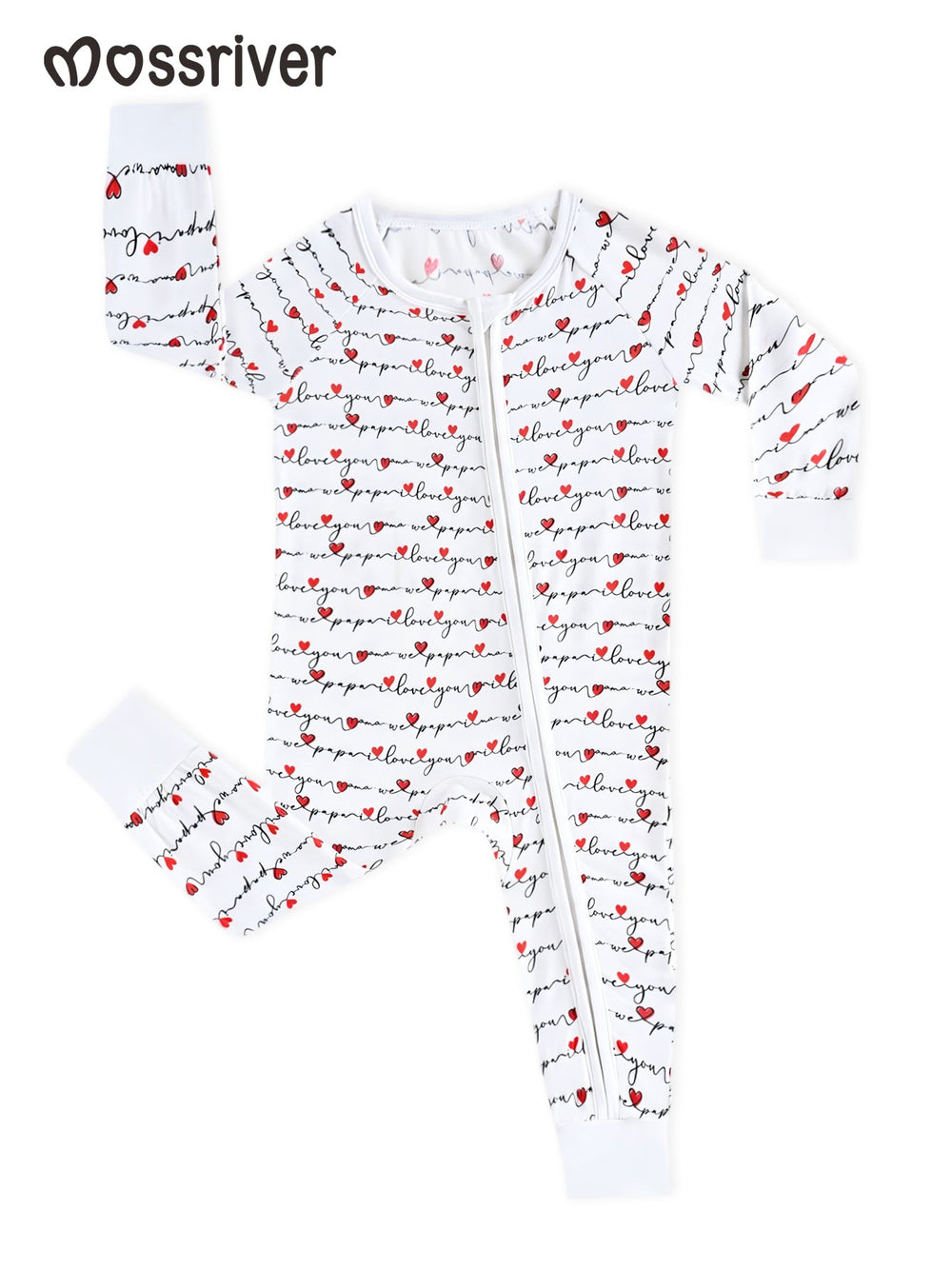 Bamboo Long - Sleeve Baby One - Piece Love Print - MOSSRIVER