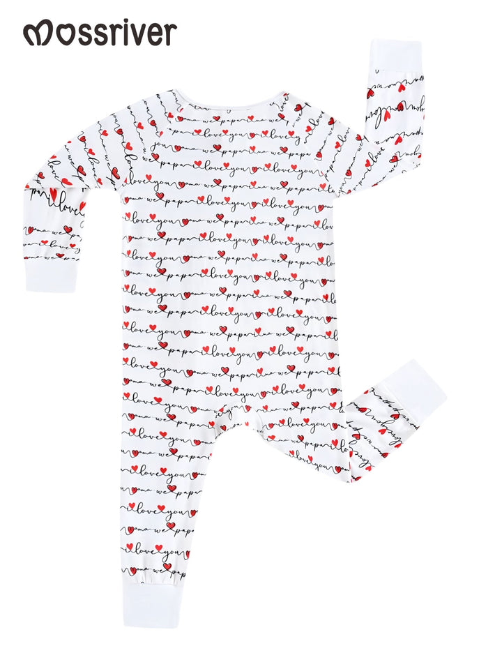 Bamboo Long - Sleeve Baby One - Piece Love Print - MOSSRIVER