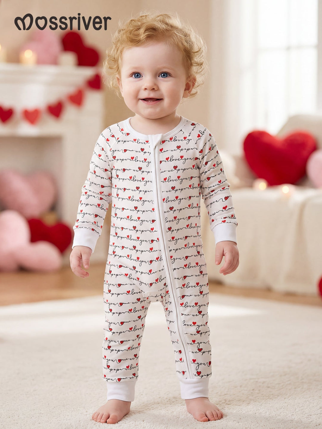 Bamboo Long - Sleeve Baby One - Piece Love Print - MOSSRIVER