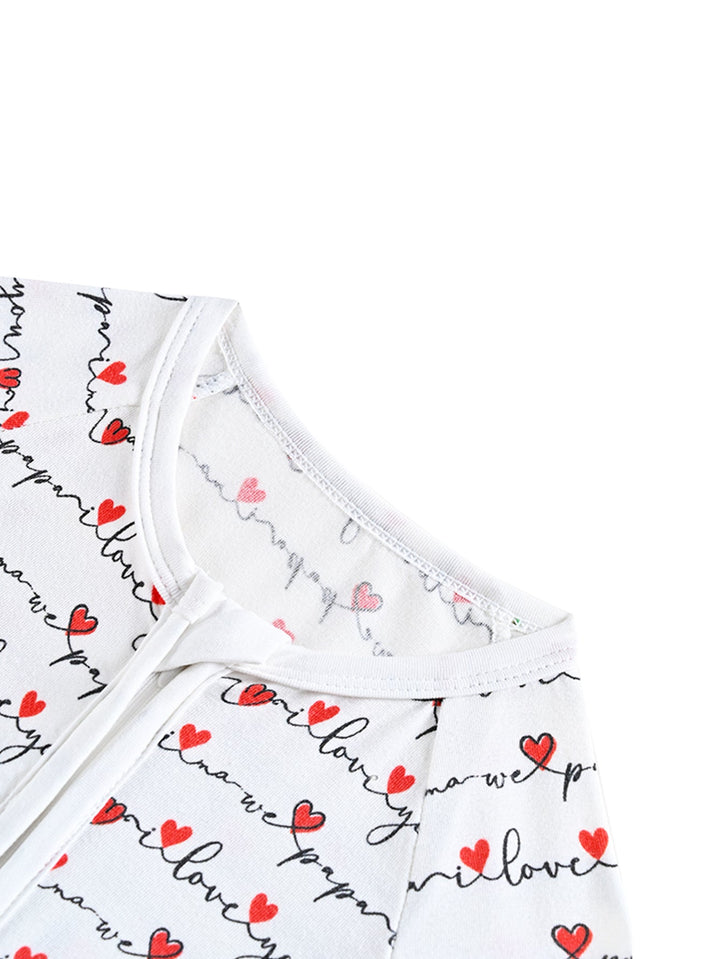 Bamboo Long - Sleeve Baby One - Piece Love Print - MOSSRIVER