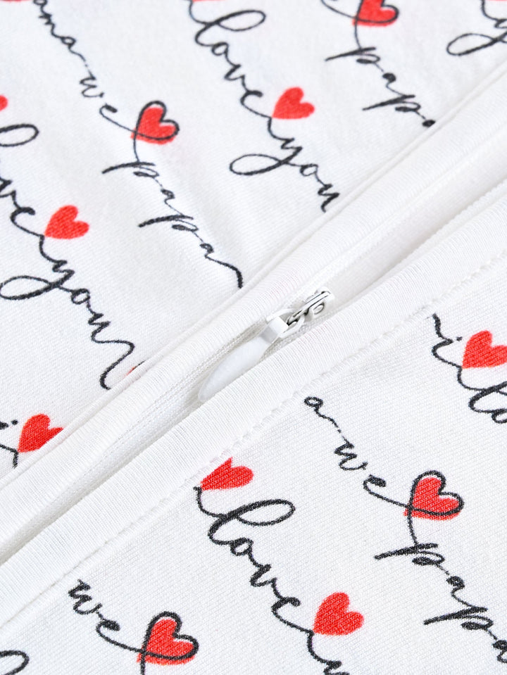 Bamboo Long - Sleeve Baby One - Piece Love Print - MOSSRIVER