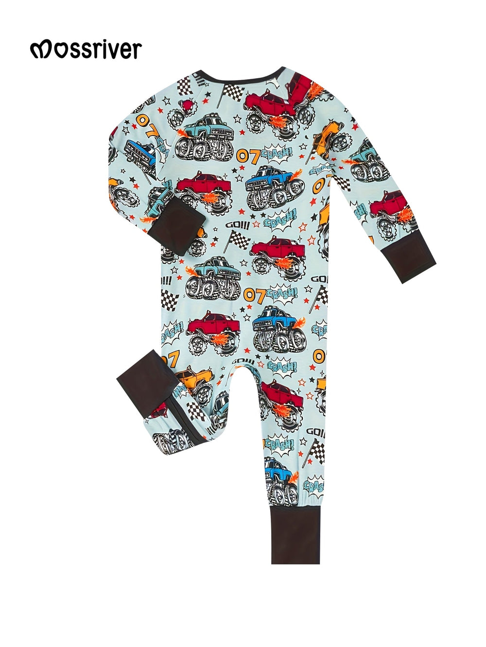 Bamboo Long - Sleeve Baby One - Piece Racing Cars - MOSSRIVER