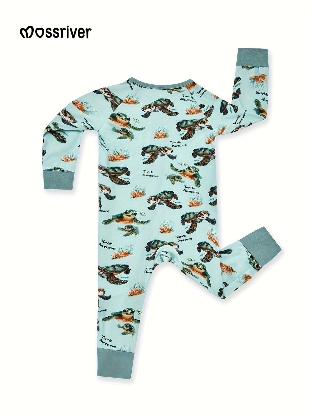 Bamboo Long - Sleeve Baby One - Piece Turtle Print - MOSSRIVER