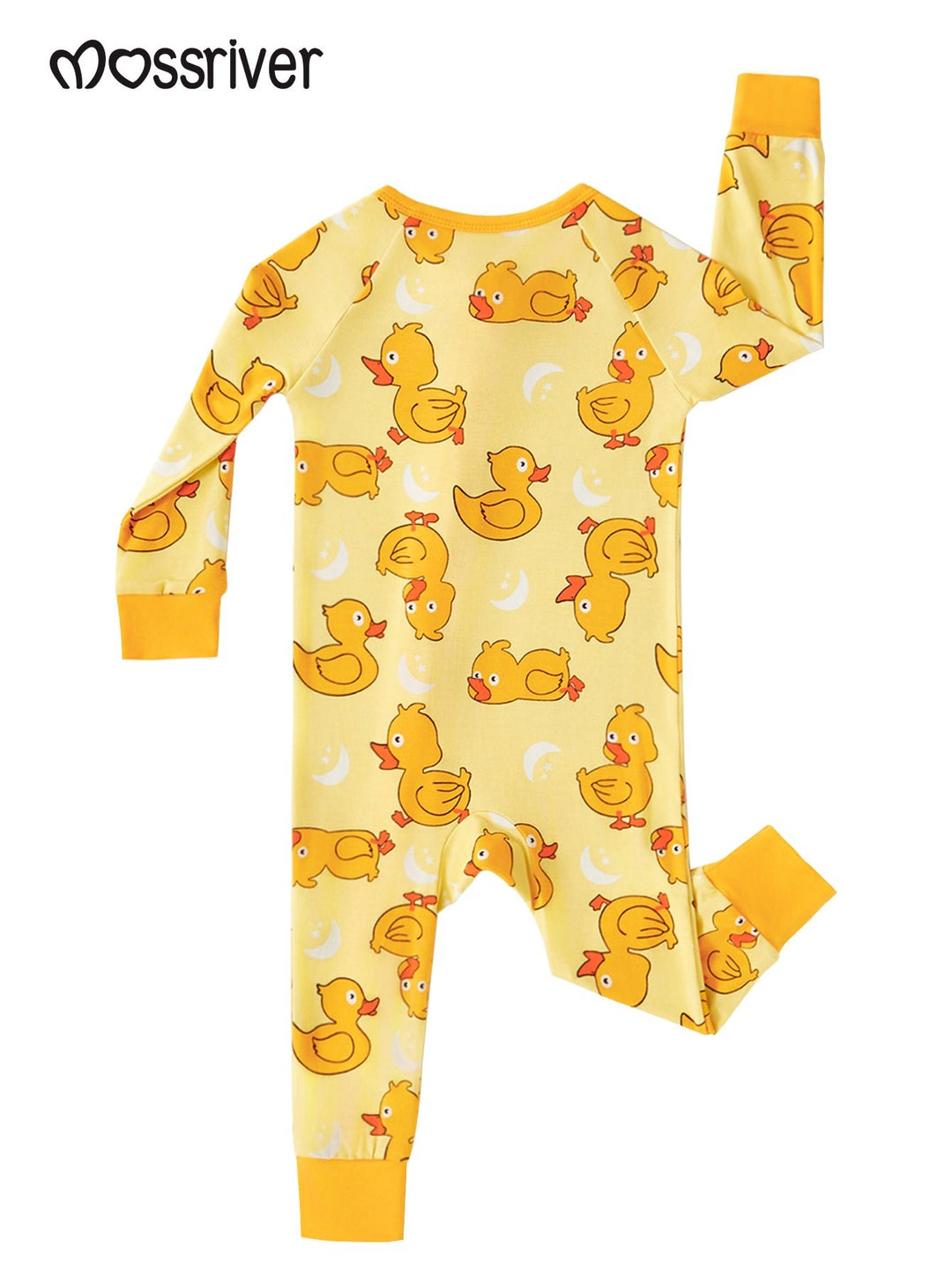 Bamboo Long - Sleeve Baby One - Piece Yellow Duckling Print - MOSSRIVER