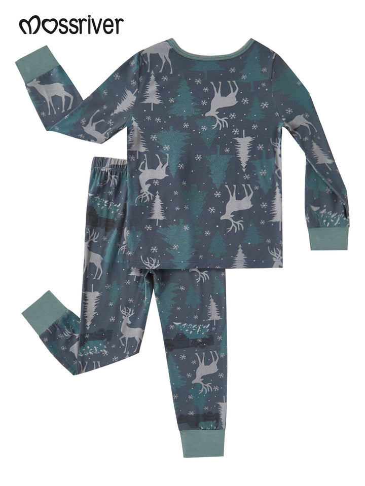 Bamboo Long - Sleeve Kid's Two - Piece Forest elk Print - MOSSRIVER