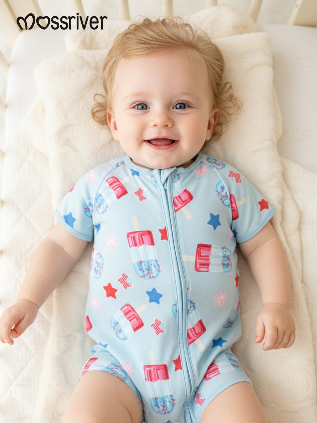Bamboo Short - Sleeve Baby One - Piece American Star Ice Cream - MOSSRIVER