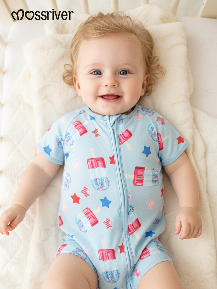 Bamboo Short - Sleeve Baby One - Piece American Star Ice Cream - MOSSRIVER