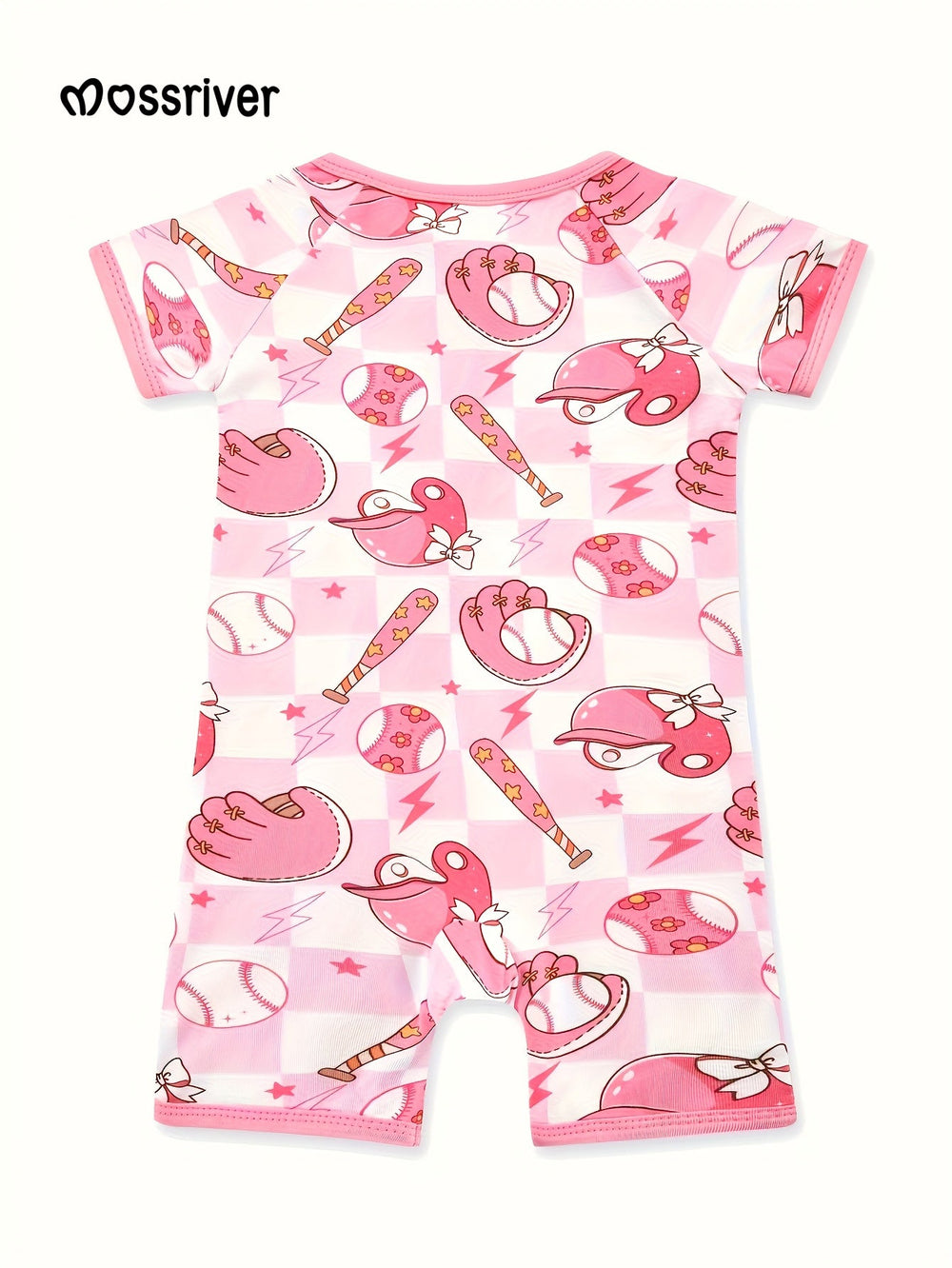 Bamboo Short - Sleeve Baby One - Piece (Baseball Fun Print) - MOSSRIVER
