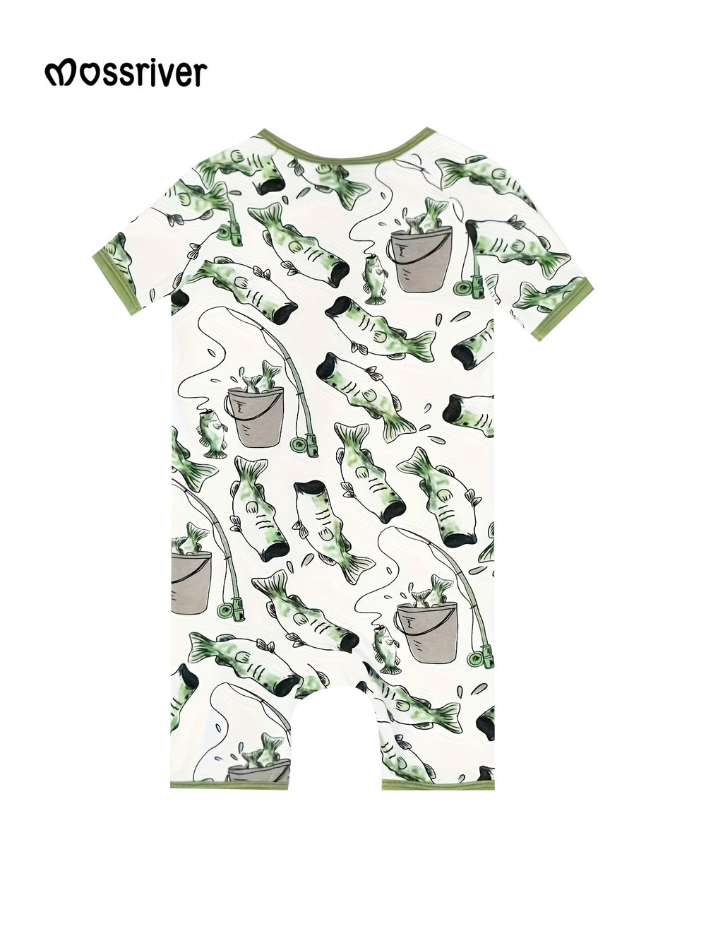 Bamboo Short - Sleeve Baby One - Piece Fisherman Print - MOSSRIVER