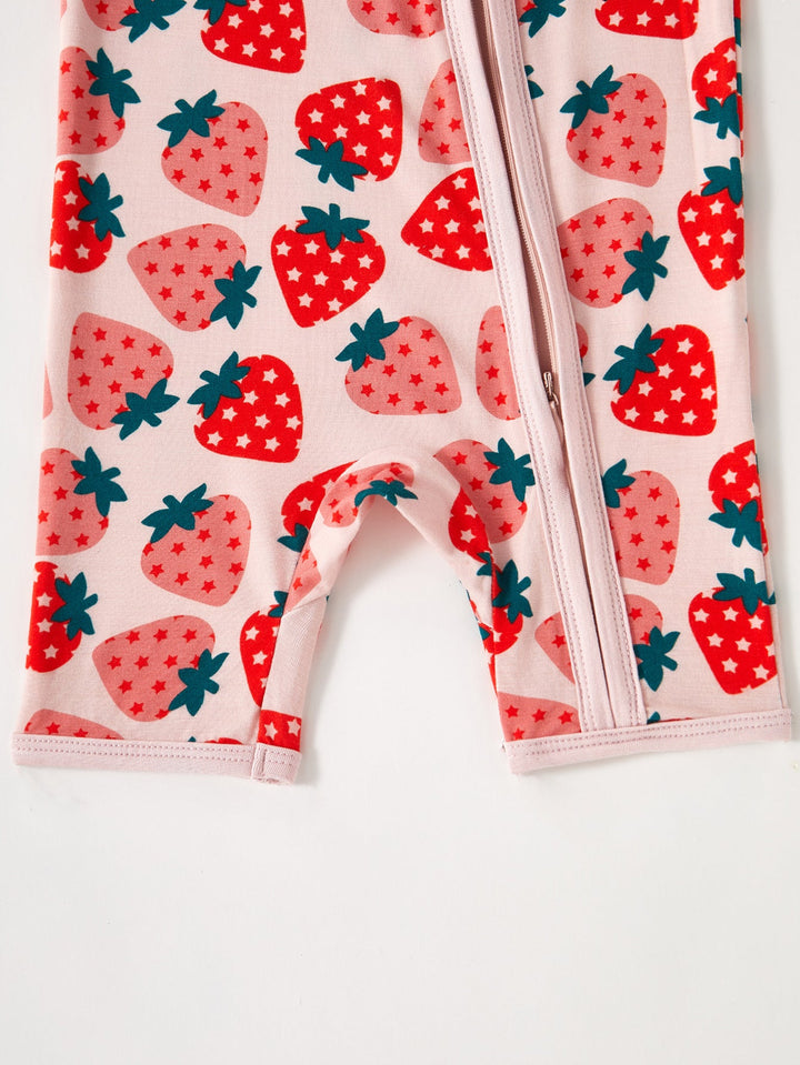 Bamboo Short - Sleeve Baby One - Piece Strawberry Print - MOSSRIVER