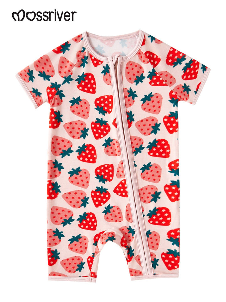 Bamboo Short - Sleeve Baby One - Piece Strawberry Print - MOSSRIVER