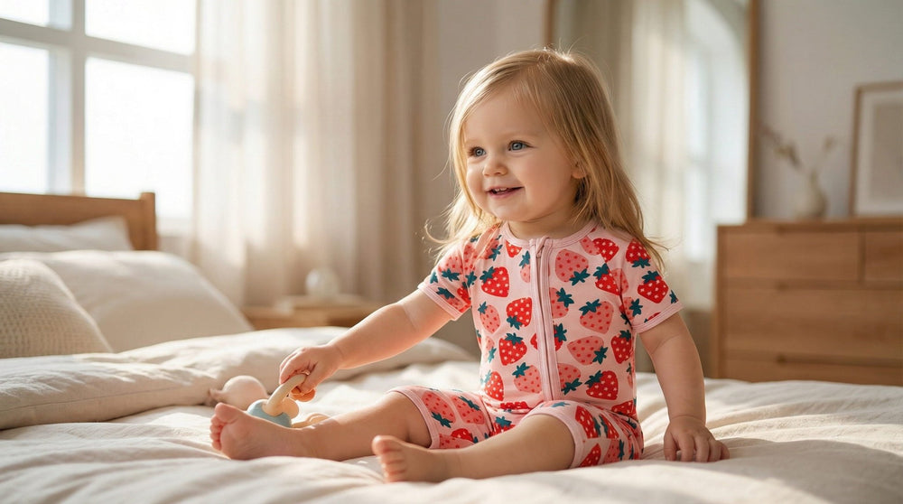 Bamboo Short - Sleeve Baby One - Piece Strawberry Print - MOSSRIVER