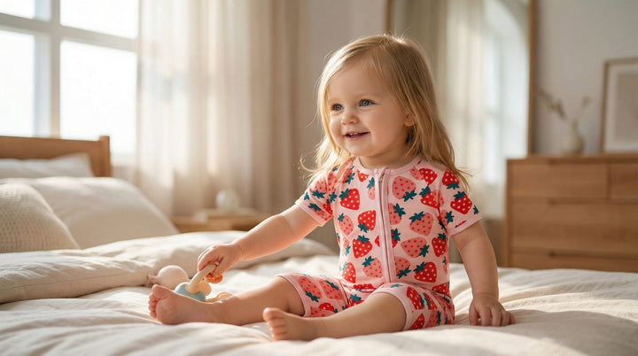 Bamboo Short - Sleeve Baby One - Piece Strawberry Print - MOSSRIVER