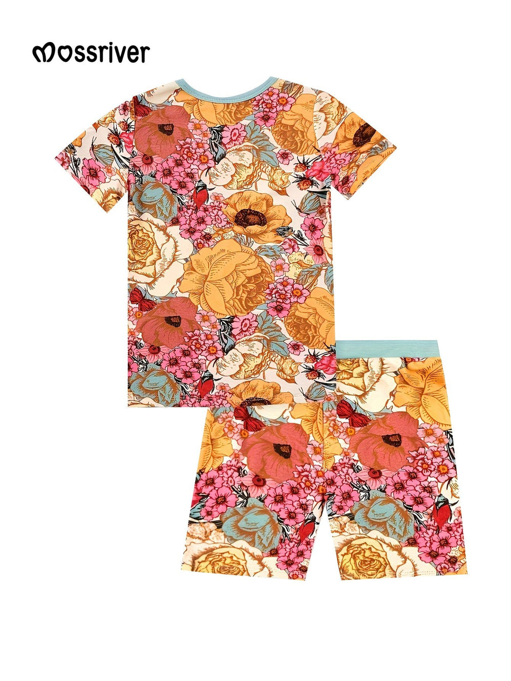 Bamboo Short - Sleeve Kid's Two - Piece Rose Blossoms - MOSSRIVER