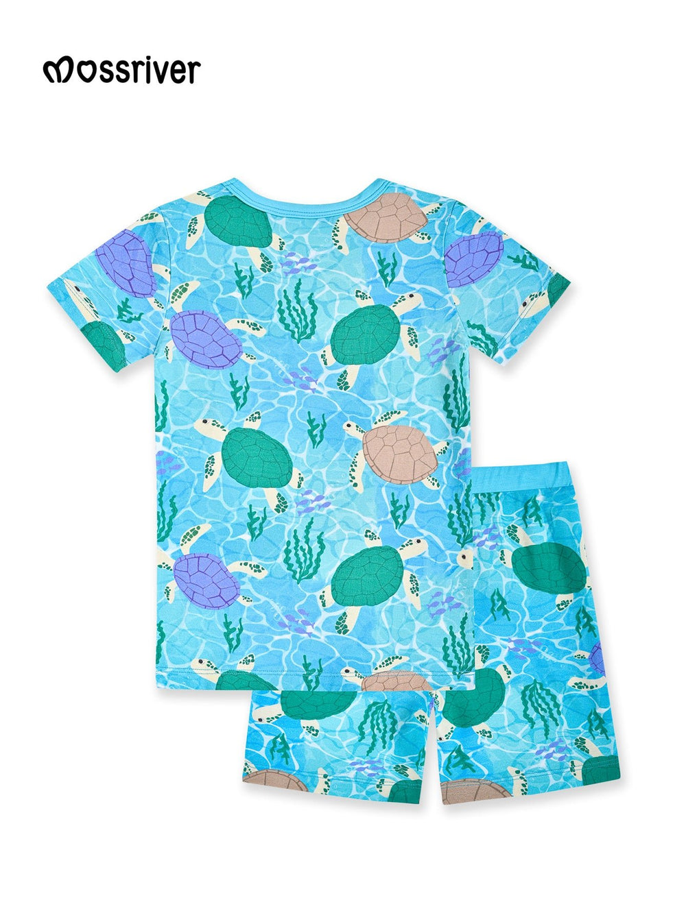 Bamboo Short - Sleeve Kid's Two - Piece Sea Turtle Print - MOSSRIVER