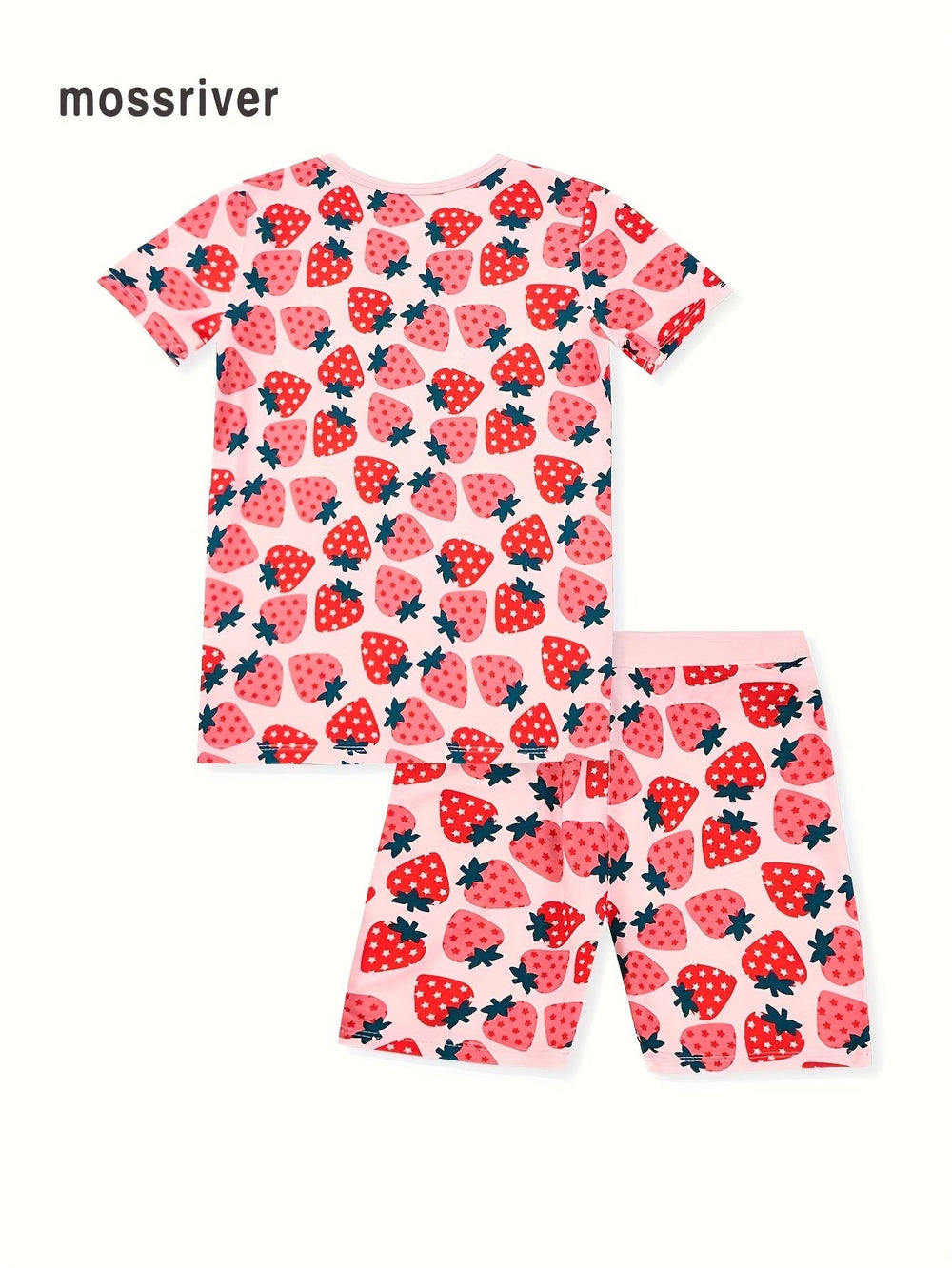 Bamboo Short - Sleeve Kid's Two - Piece Strawberry Print - MOSSRIVER
