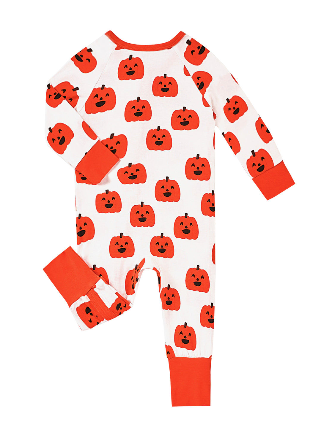 Pumpkin Print Long-Sleeve Baby Footed One-Piece Zipper