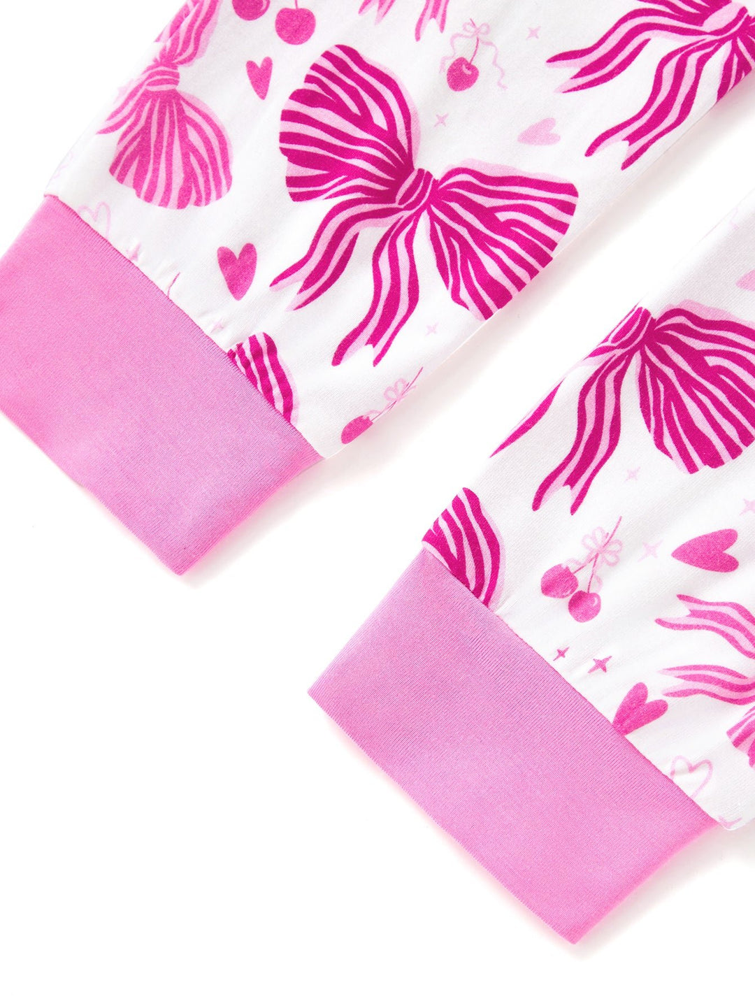 Bows Cherries Footies Mitten Long - Sleeve Baby One - Piece Double Zipper - MOSSRIVER