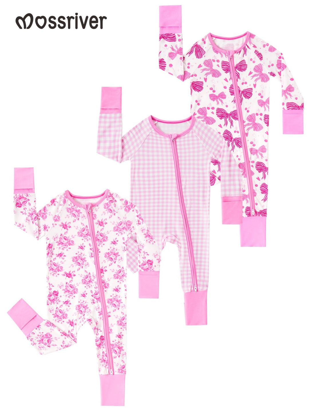Bows Grids Flowers Bamboo Long - Sleeve Baby One - Piece - MOSSRIVER