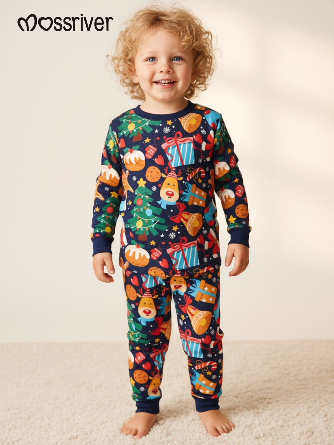 Christmas Bamboo Long - Sleeve Kid's Two - Piece Christmas gifts Print - MOSSRIVER