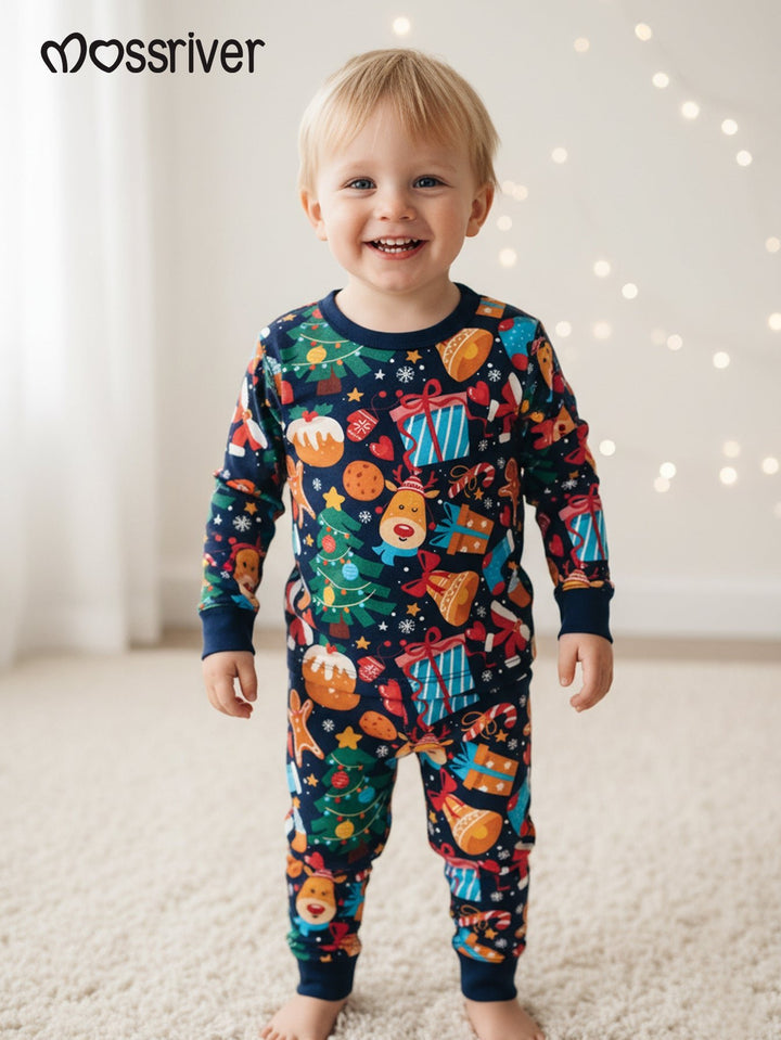 Christmas Bamboo Long - Sleeve Kid's Two - Piece Christmas gifts Print - MOSSRIVER