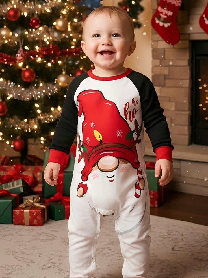Christmas Elf Print Long - Sleeve Baby One - Piece - MOSSRIVER