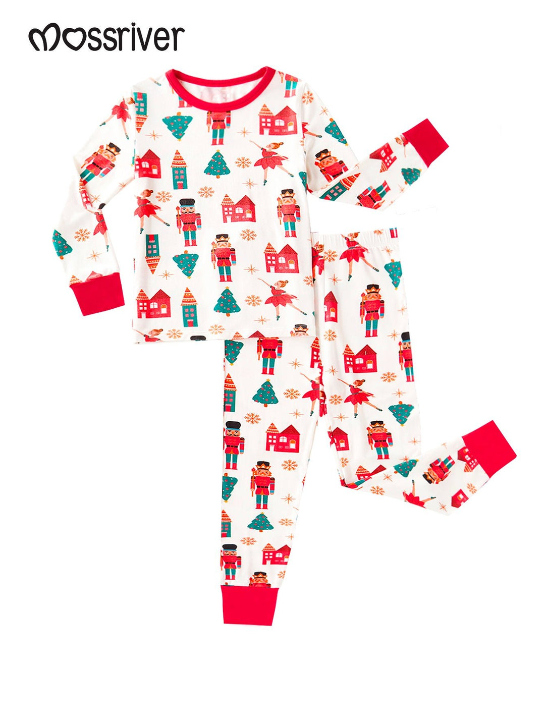 Christmas Family Matching Bamboo Long - Sleeve Kid's Two - Piece King and Princess Print - MOSSRIVER