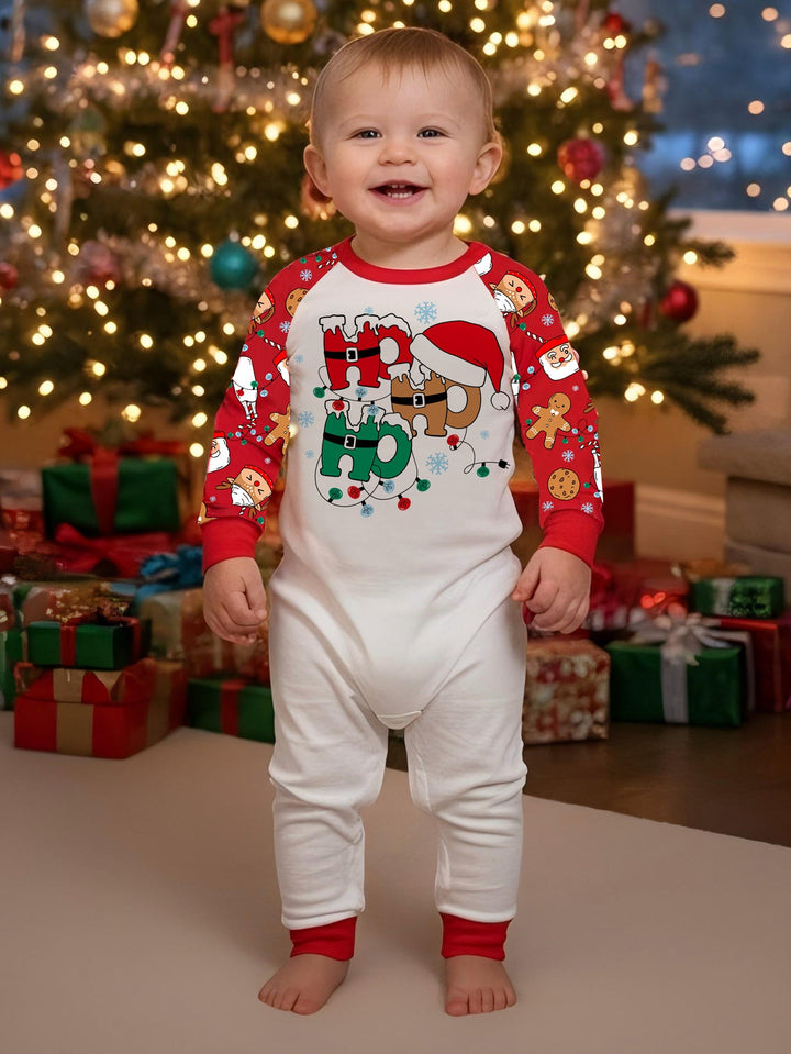 Christmas Family Matching Long - Sleeve Baby One - Piece Christmas Ho Ho Ho and Cookies Print - MOSSRIVER