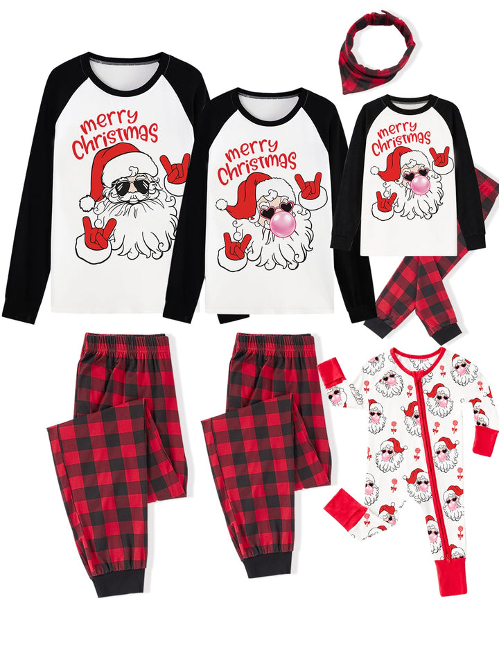 Christmas Family Matching Pajamas | Cool Santa Graphic Raglan Long Sleeve Set - MOSSRIVER