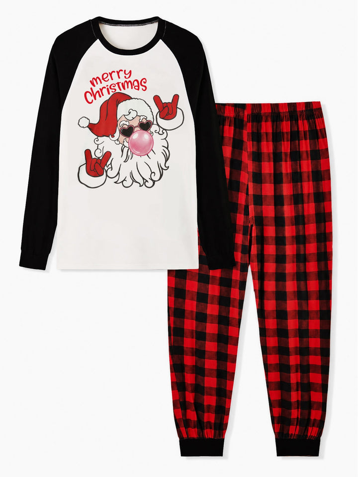 Christmas Family Matching Pajamas | Cool Santa Graphic Raglan Long Sleeve Set - MOSSRIVER