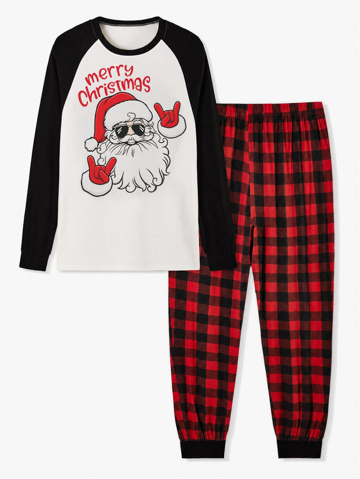 Christmas Family Matching Pajamas | Cool Santa Graphic Raglan Long Sleeve Set - MOSSRIVER