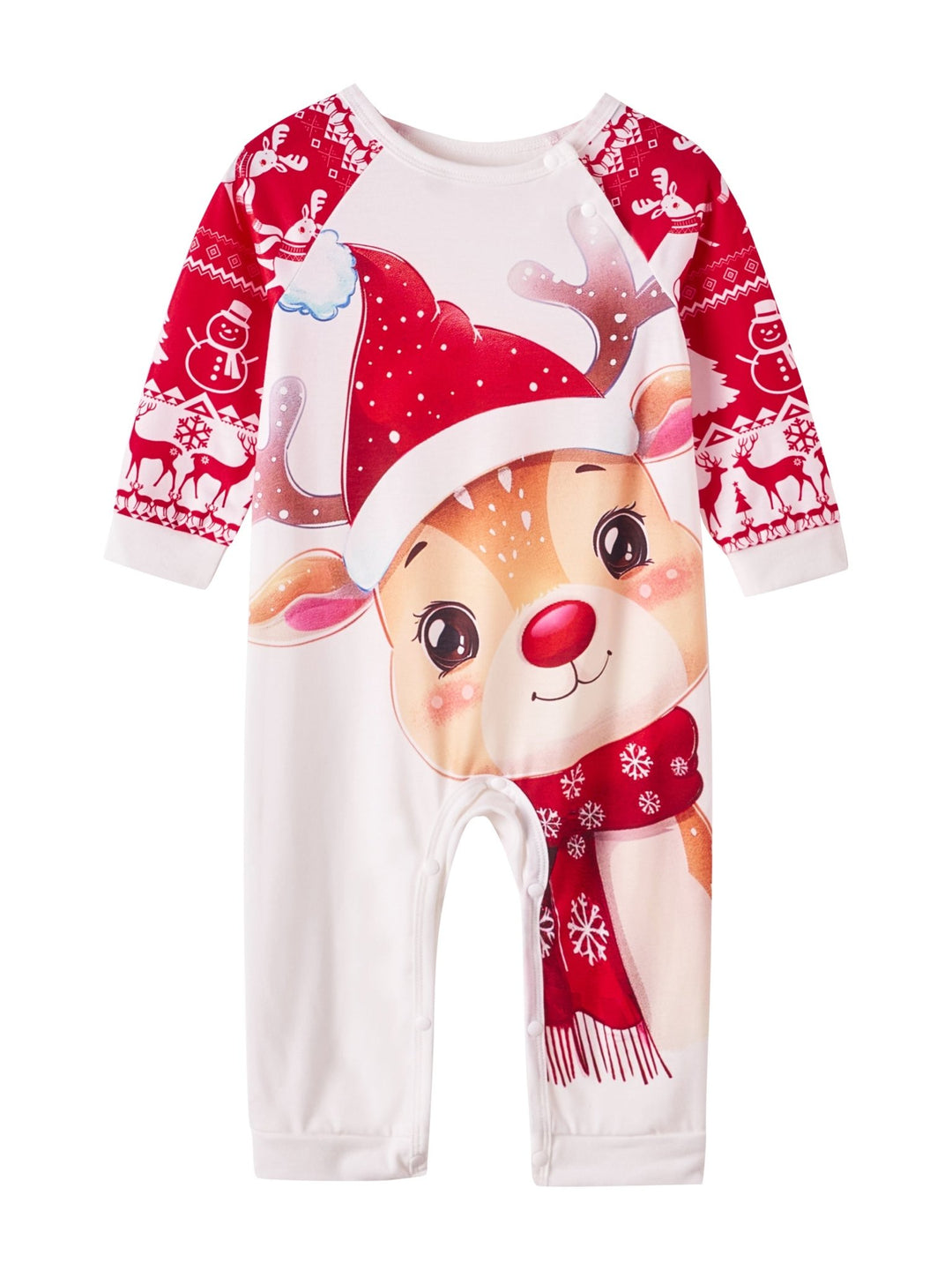 Christmas Family Matching Pajamas | Cute Cartoon Reindeer Full Print Long Sleeve Set - MOSSRIVER
