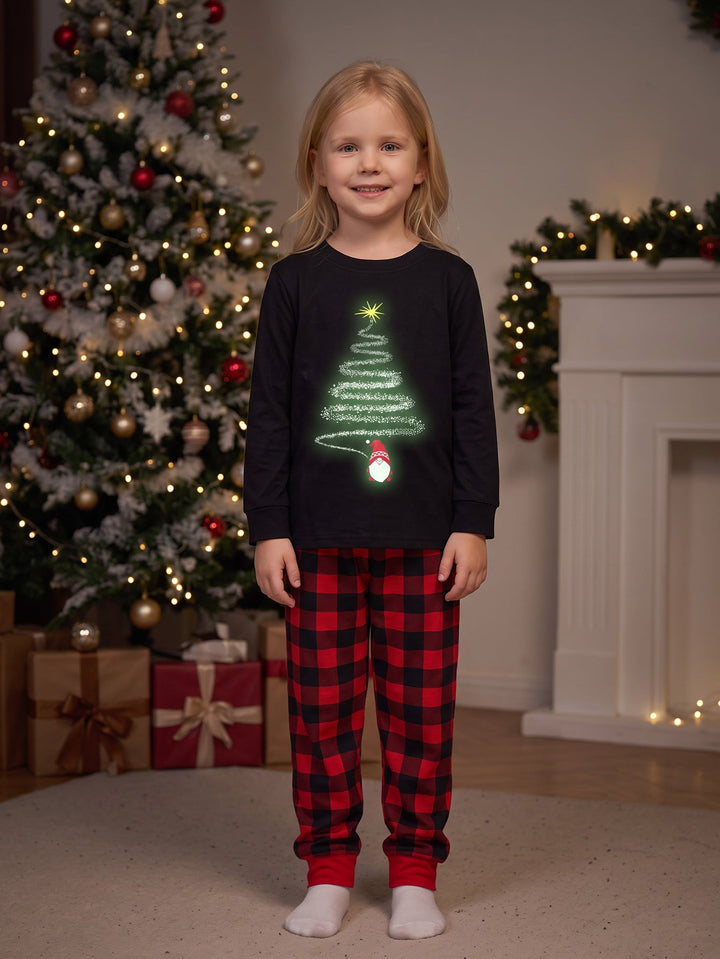 Christmas Family Matching Pajamas | Glow in Dark Christmas Tree Print Long Sleeve Set - MOSSRIVER