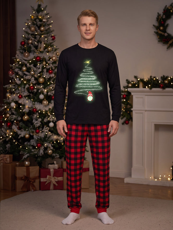 Christmas Family Matching Pajamas | Glow in Dark Christmas Tree Print Long Sleeve Set - MOSSRIVER