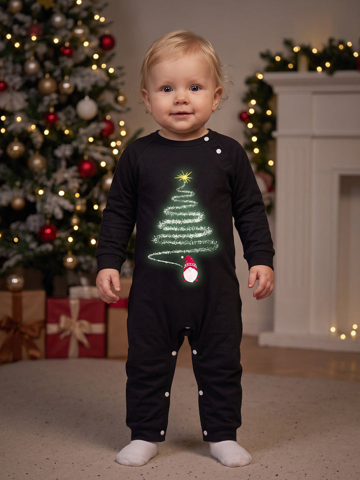 Christmas Family Matching Pajamas | Glow in Dark Christmas Tree Print Long Sleeve Set - MOSSRIVER