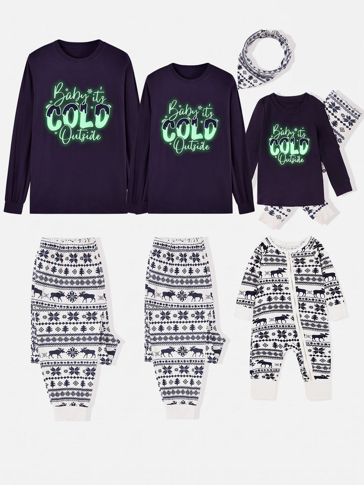 Christmas Family Matching Pajamas | Glow In The Dark "Baby It's Cold Outside" Long Sleeve Set - MOSSRIVER