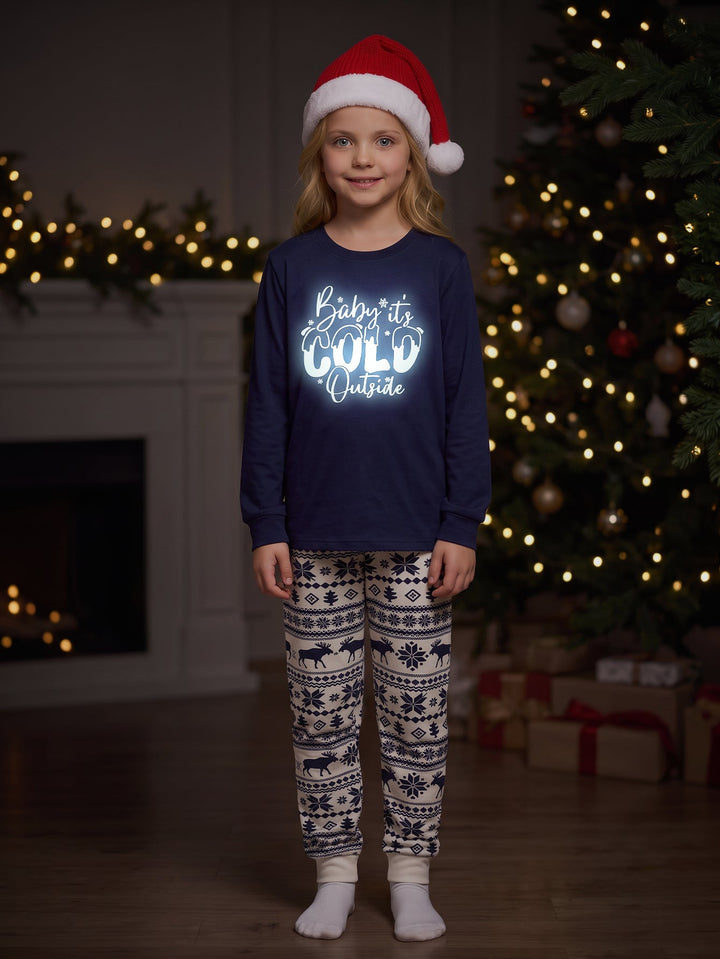 Christmas Family Matching Pajamas | Glow In The Dark "Baby It's Cold Outside" Long Sleeve Set - MOSSRIVER