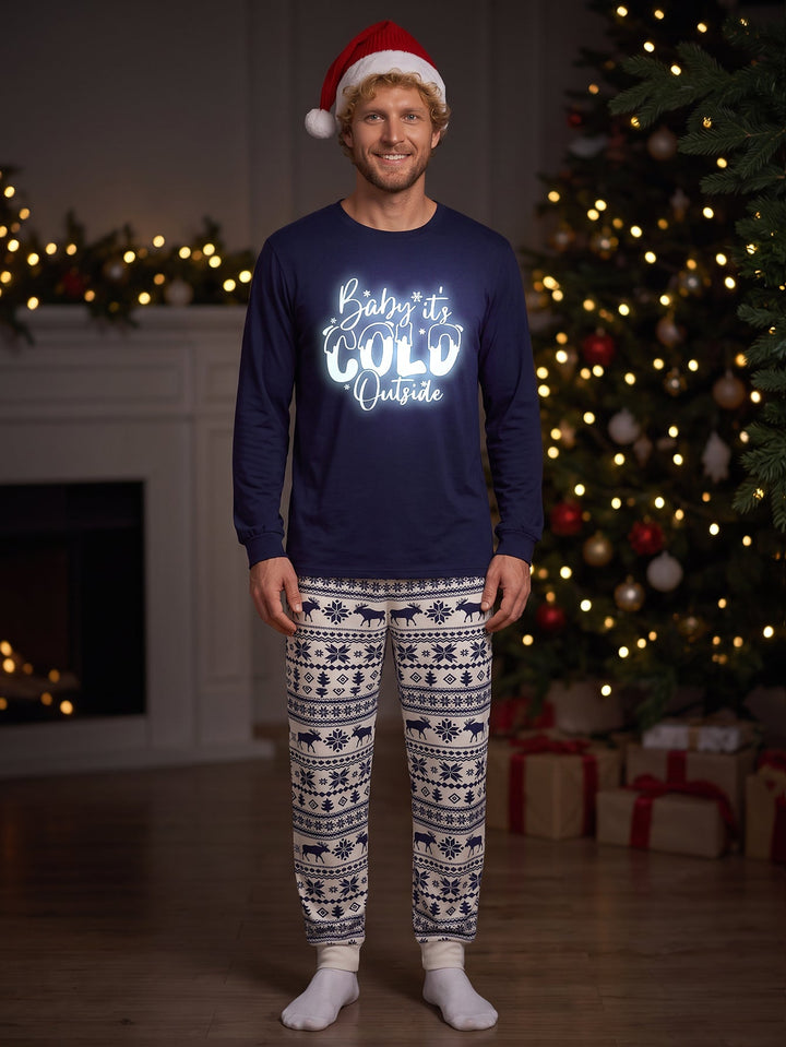 Christmas Family Matching Pajamas | Glow In The Dark "Baby It's Cold Outside" Long Sleeve Set - MOSSRIVER