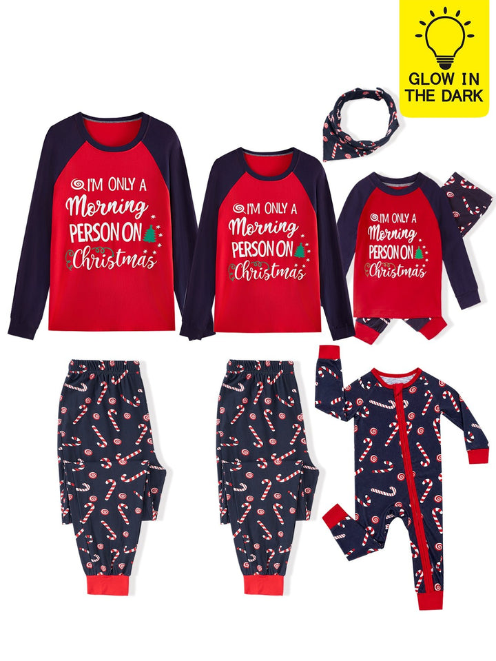 Christmas Family Matching Pajamas | Glow In The Dark Candy Cane Long Sleeve Set - MOSSRIVER