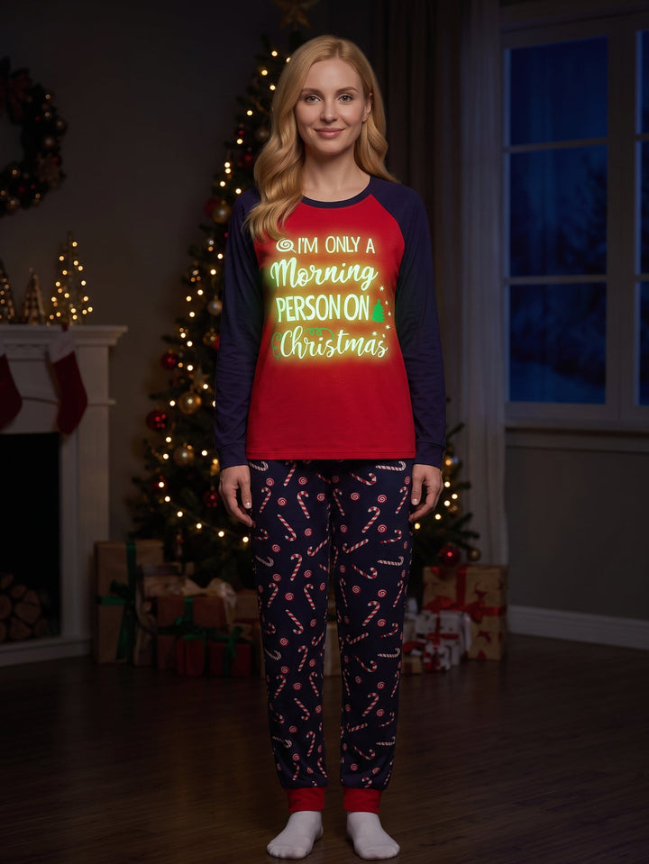 Christmas Family Matching Pajamas | Glow In The Dark Candy Cane Long Sleeve Set - MOSSRIVER