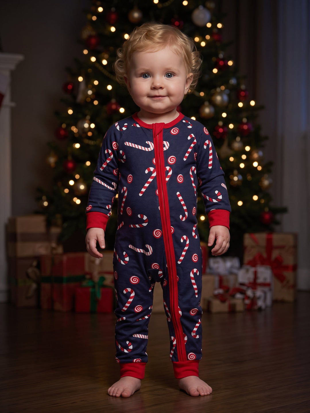 Christmas Family Matching Pajamas | Glow In The Dark Candy Cane Long Sleeve Set - MOSSRIVER