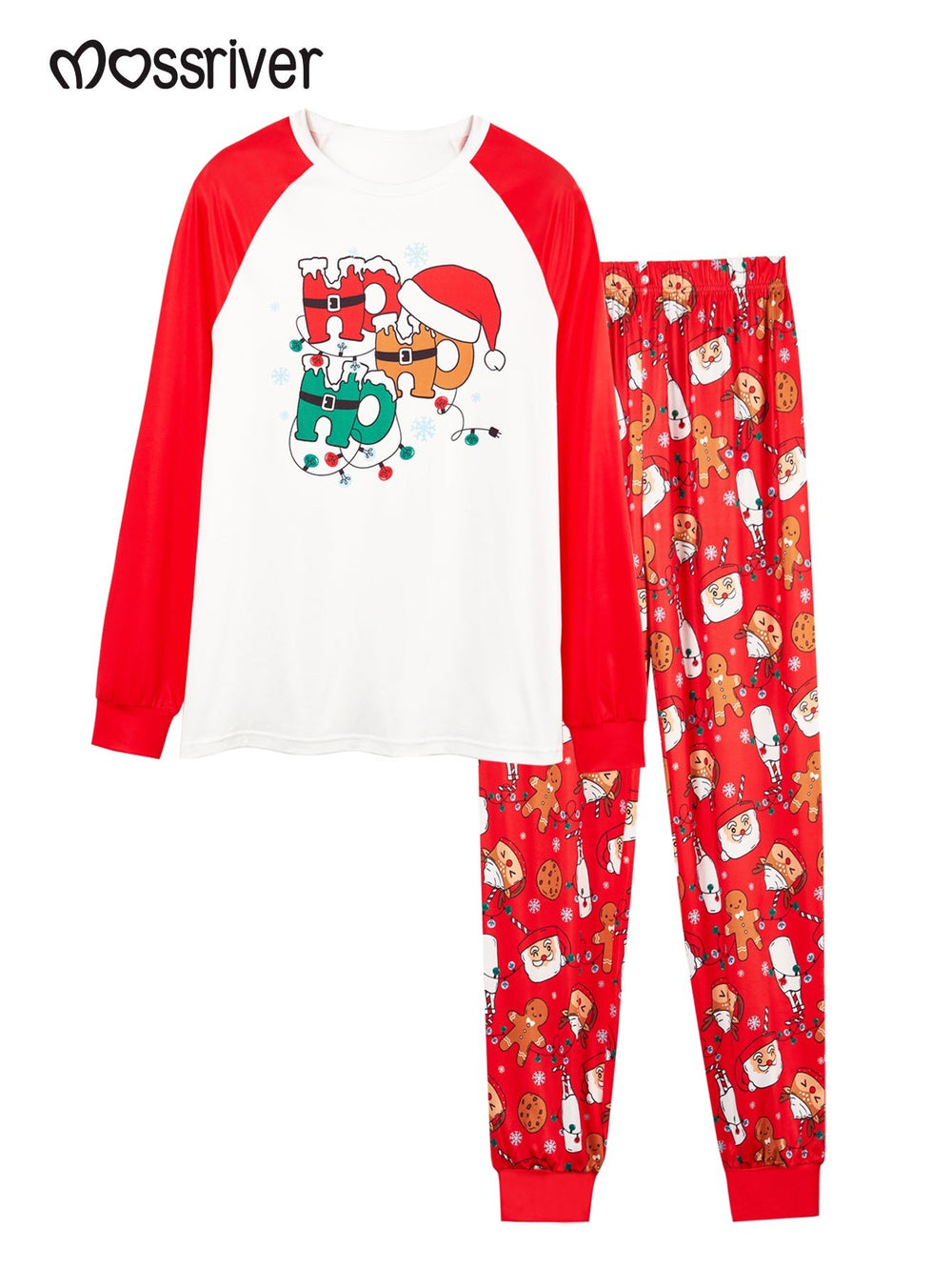 Christmas Ho Ho Ho Cookies Print Long - Sleeve Men's Pajama Set - MOSSRIVER