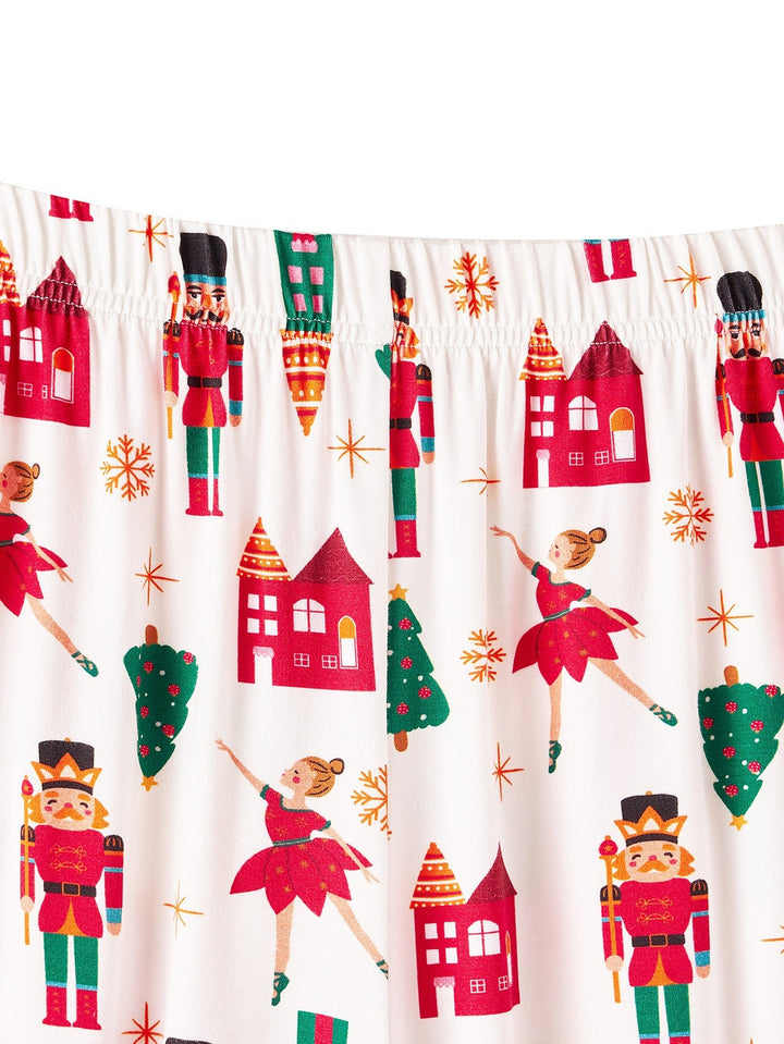 Christmas Long - Sleeve Women's Bamboo Pajama Set King and Princess Print - MOSSRIVER