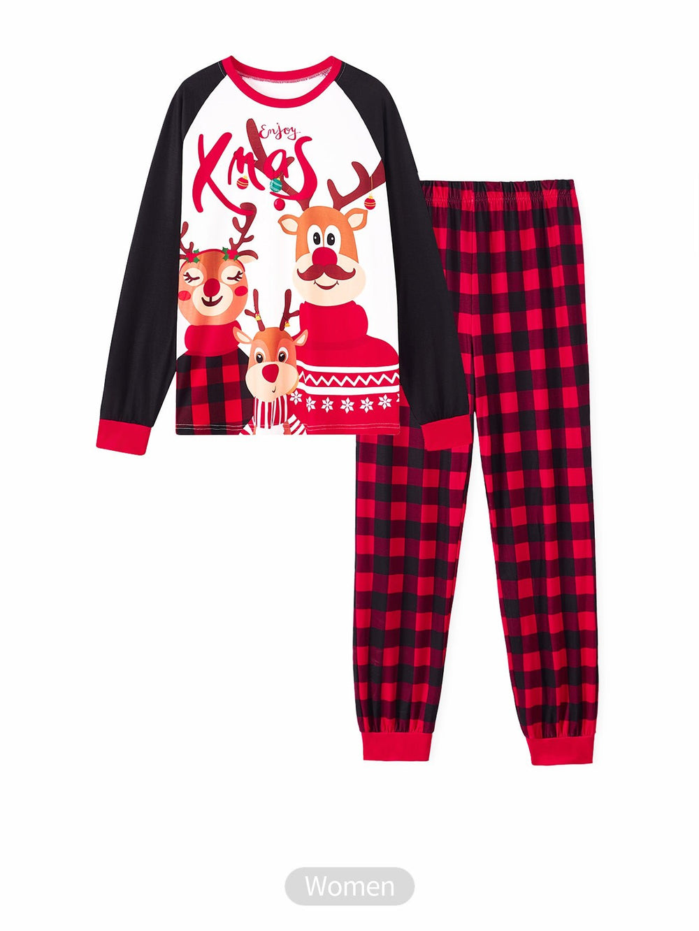 Christmas Reindeer Print Long - Sleeve Women's Pajama Set - MOSSRIVER